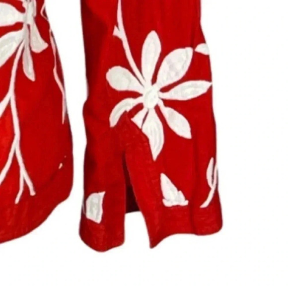 Talbots Stretch Red White Floral V-
Neck Long Sleeve tunic Size 12 - Picture 7 of 9